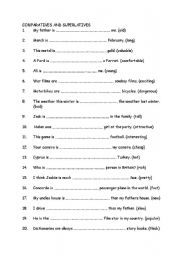 English Worksheet: Comparatives and Superlatives