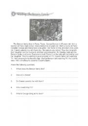 English worksheet: The Benson Family