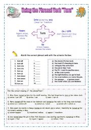 Phrasal Verb - Turn (2 pages) with Description activity!