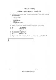 English worksheet: Modal verbs