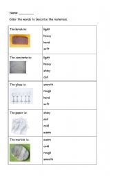 English Worksheet: describing materials