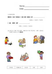 English worksheet: 5 senses