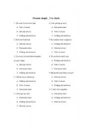 English Worksheet: Present simple- Use check