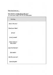 English Worksheet: How long have you been...?