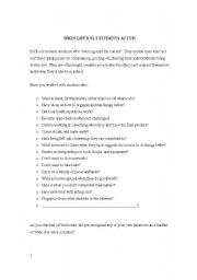 English Worksheet: when students act up