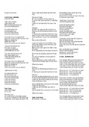 English Worksheet: Five lyrics Songs for exercises