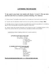 English Worksheet: LISTENING TECHNIQUES activities 