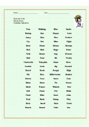 English worksheet: Parse the Noun,verb and Adjective