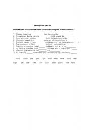 English Worksheet: homophone puzzle
