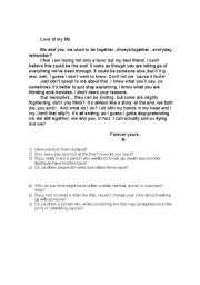 English worksheet: Dont speak - reading + questions