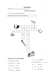 English Worksheet: classsroom objects and verb to be