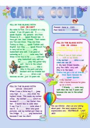 English Worksheet: CAN - COULD 