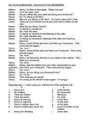 English Worksheet: A ROLE-PLAY       DANNY,....DO YOUR HOMEWORK !
