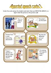 English Worksheet: REPORTED SPEECH CARDS 2