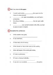 English worksheet: Exercises on CONDIONALS