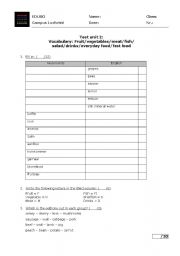 English worksheet: food