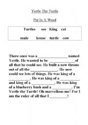 English Worksheet: Yertle The Turtle Cose Activity