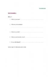 English Worksheet: Previous knowledge pupils test