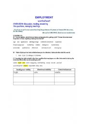 English worksheet: Employment