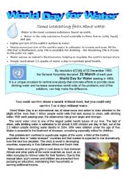 English Worksheet: World Day for Water