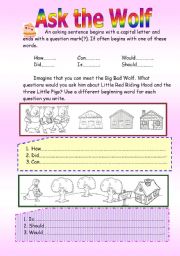 English Worksheet: ask the wolf