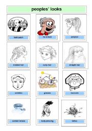 English Worksheet: Flashcards speaking about peoples looks