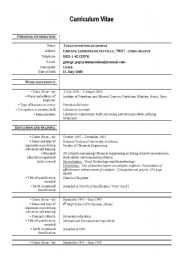 English Worksheet: C. V Writing