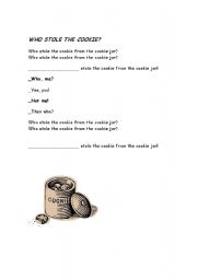 English worksheet: Who stole the cookie?