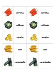 English Worksheet: Vegetable Matching Activity