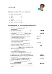 English Worksheet: word building