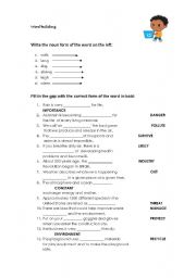 English worksheet: word building