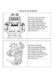 English Worksheet: COLOUR THE ROBOTS