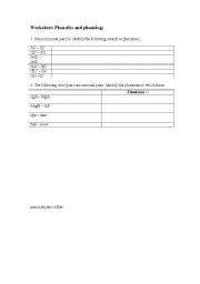 English worksheet: Phonemes
