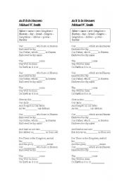English Worksheet: Song activity