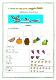 English worksheet: FRUIT AND VEGETABLES