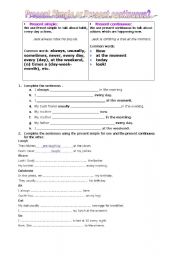 English Worksheet: present simple vs present continuous