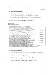 English Worksheet: Fame and Fortune lyrics handout