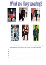 English worksheet: What are they wearing?