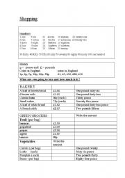 English Worksheet: shopping