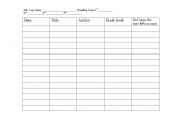 English worksheet: AR reading log