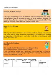 English worksheet: reading comprehension test for french learners