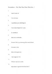 English worksheet: Question Quiz