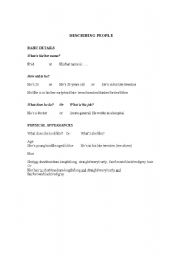 English worksheet: People (describing people)