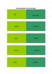 English Worksheet: past participle matching cards