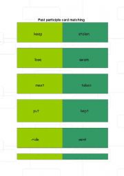 English worksheet: past participle card matching II part