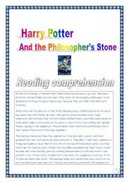 Reading comprehension: project: Harry Potter & the Philosophers Stone (4 pages, plain version)