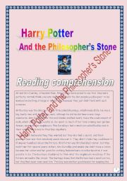 English Worksheet: Reading comprehension project: Harry Potter and the Philosophers Stone. (4 pages, colourful version)
