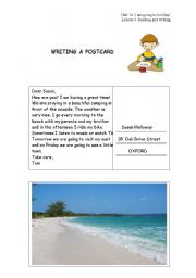 writing a postcard