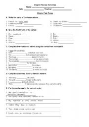 English Worksheet: Simple Past Review