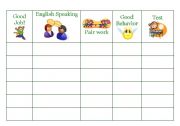 English worksheet: Behaviour chart for ESL Children